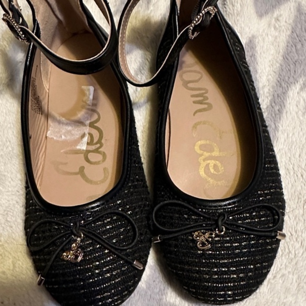 Sam Edelman Black Glitter girls Sandals with ankle strap size 2